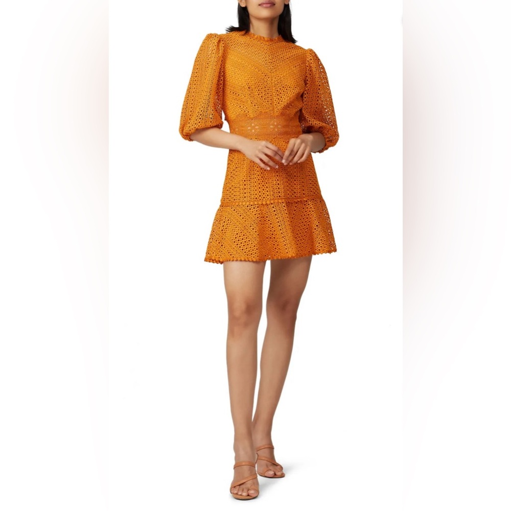 Saylor Milo puff sleeve crochet dress size large